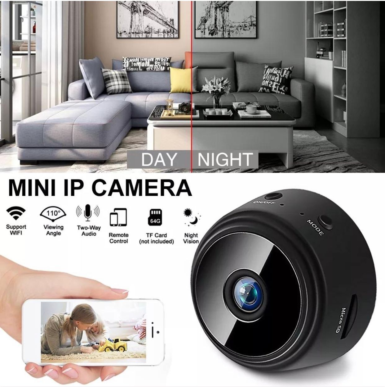 SPEED-X A9 1080p Hd 2MP Magnetic Wifi Mini Camera WITH V380 APP