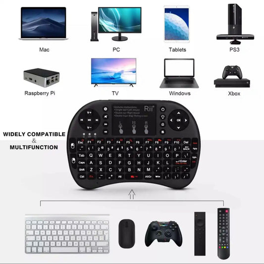 Mini Touch Pad RF 500 Wireless With 3 Colour Backlight Keyboard Mouse